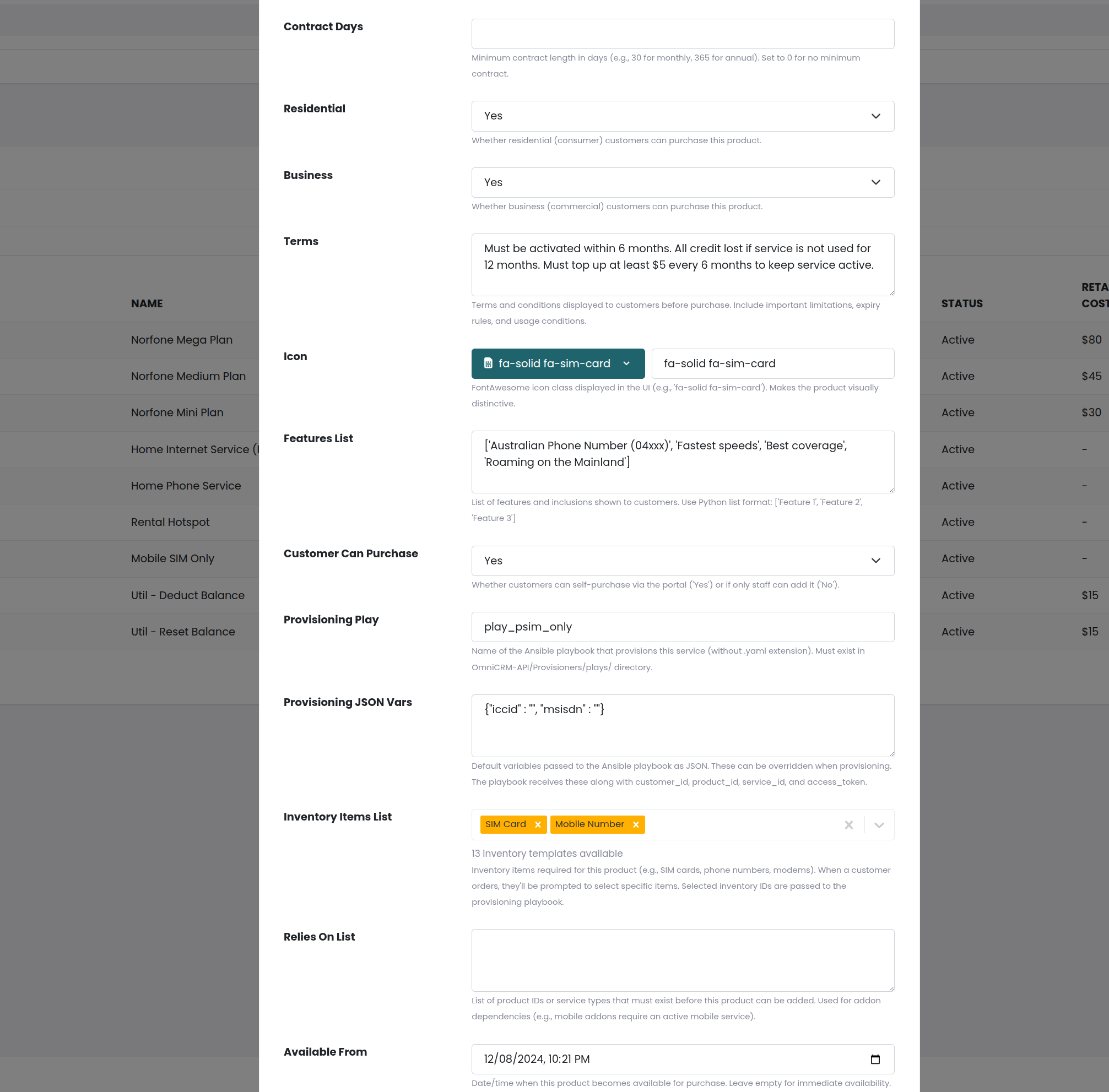 تعريفات منتج OmniCRM