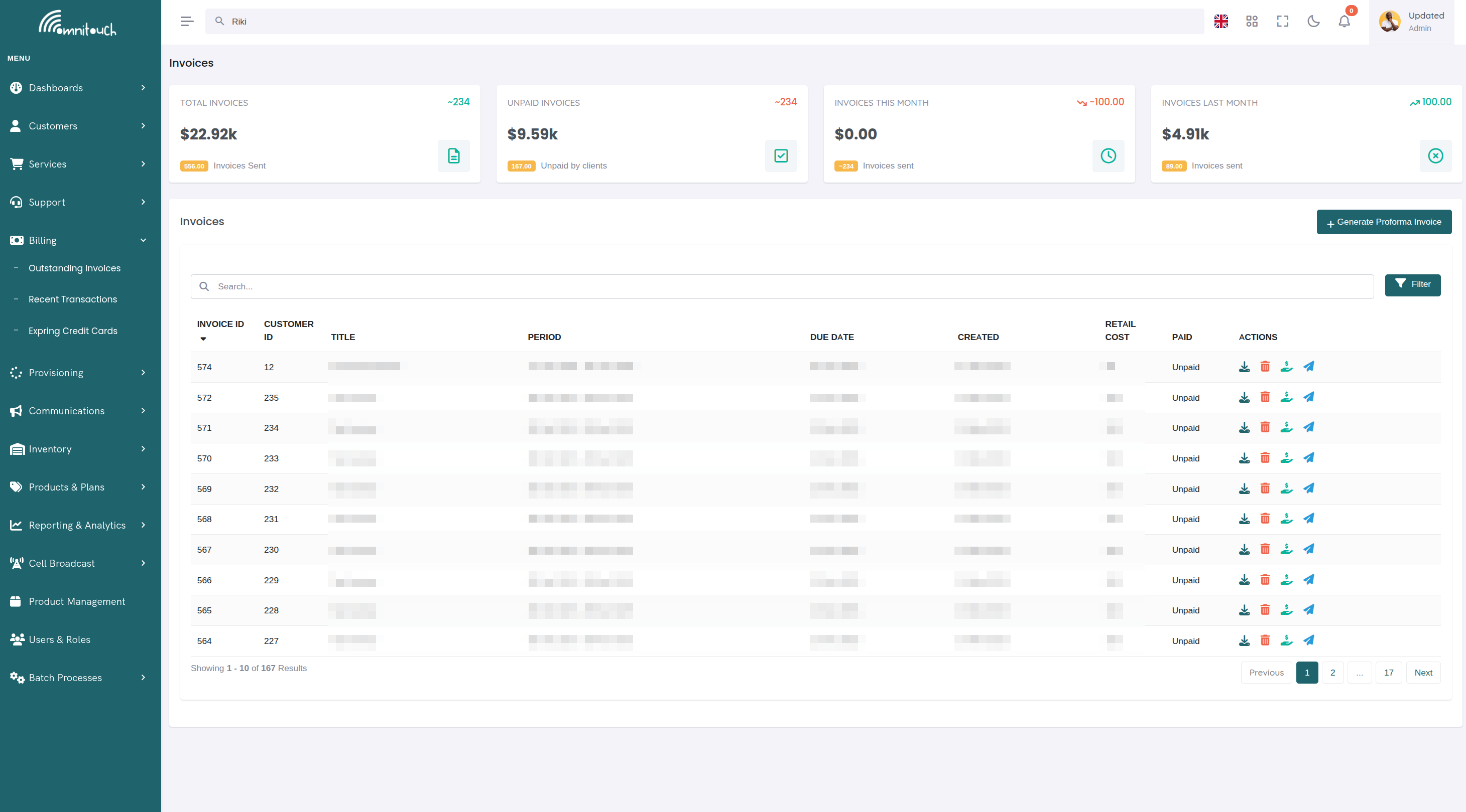 قائمة الفواتير العالمية
