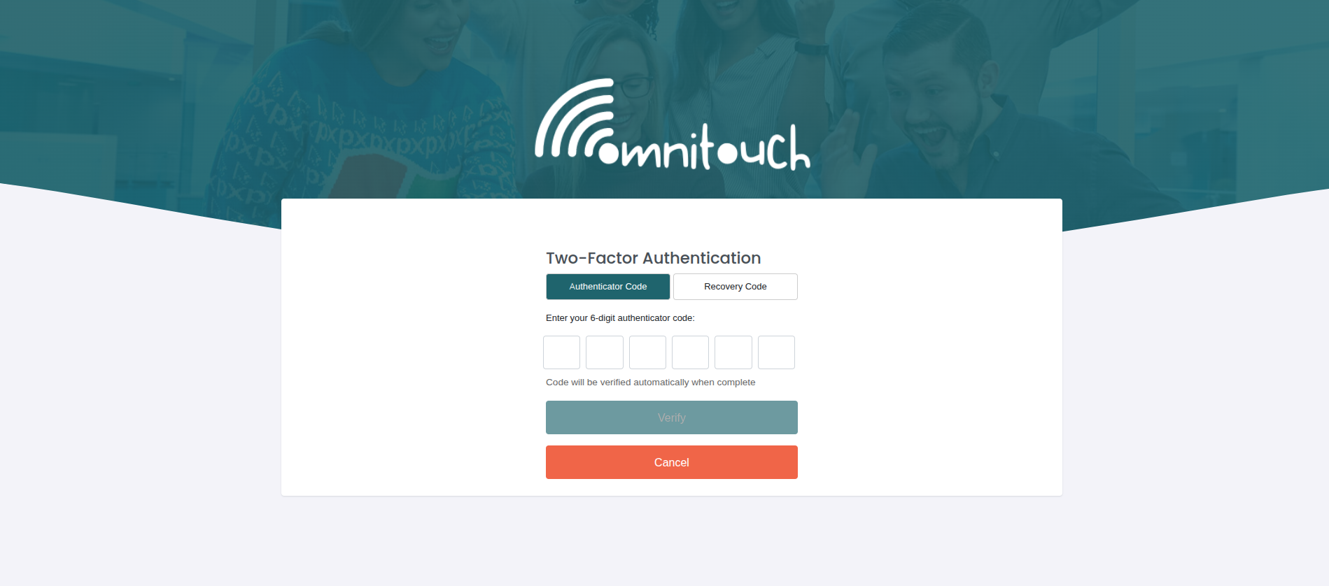 Two-Factor Authentication Screen