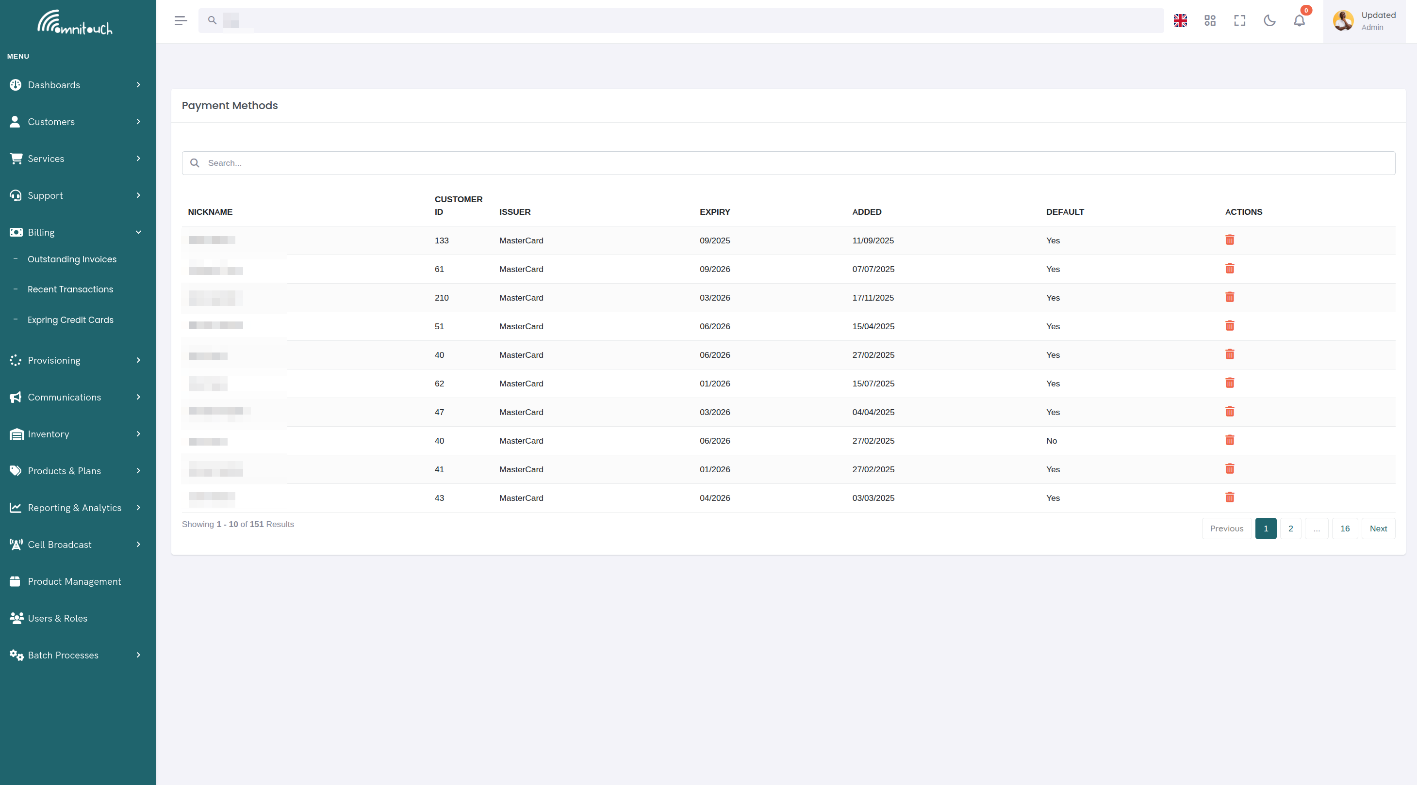 Expiring Cards Dashboard