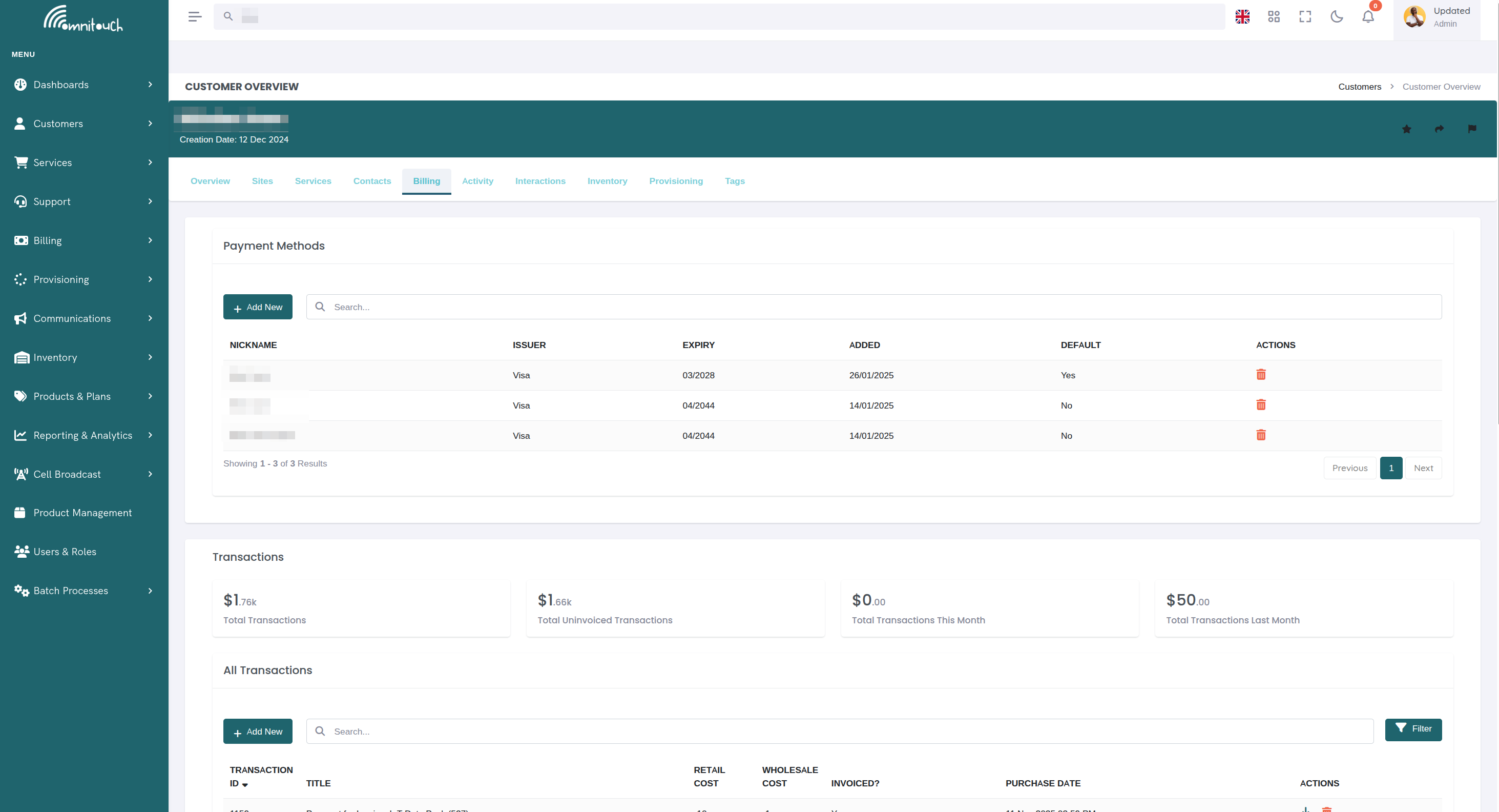 Customer Billing - Payment Methods