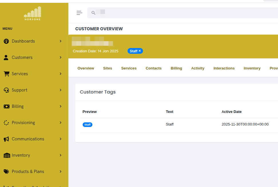 Customer Tags Display