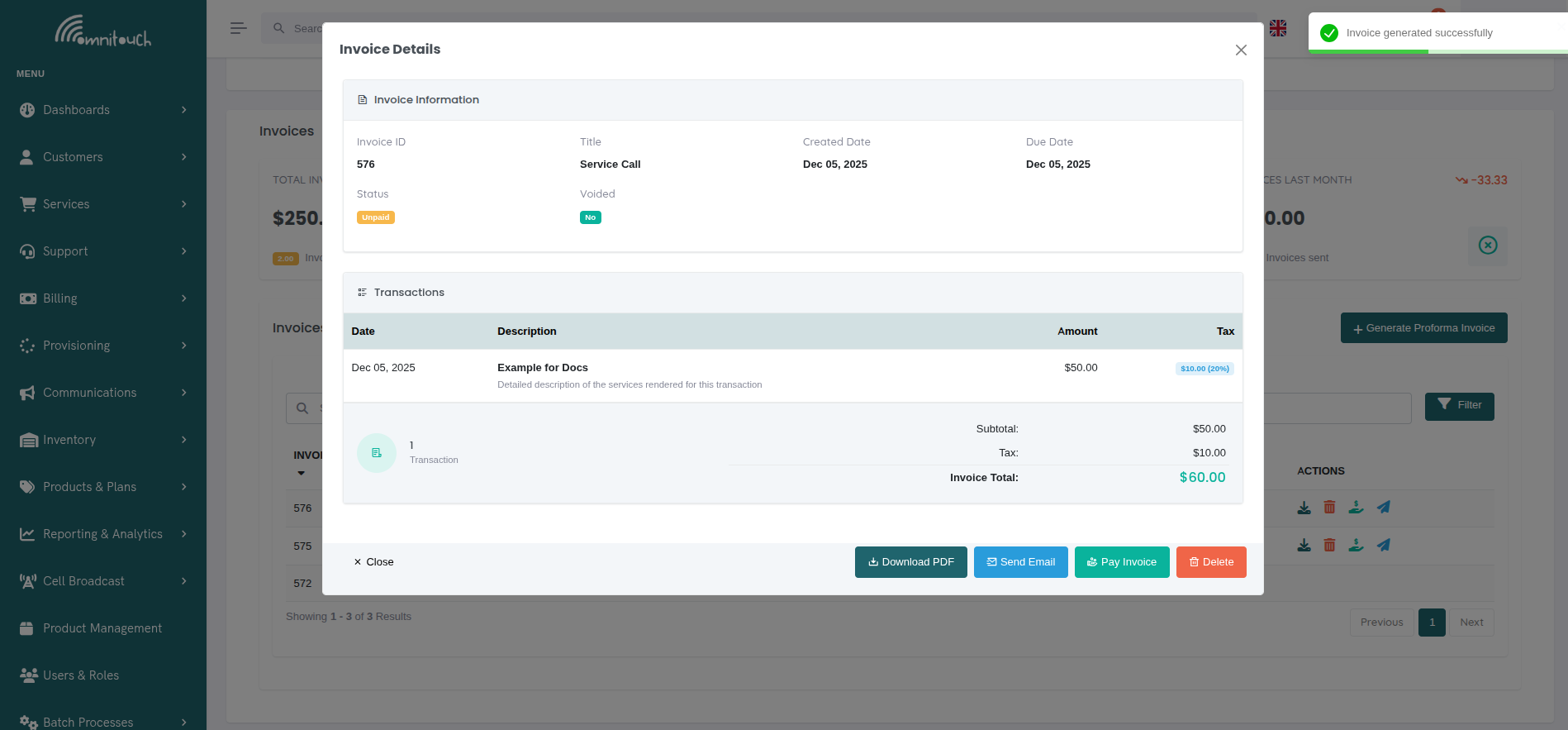 Invoice Details View
