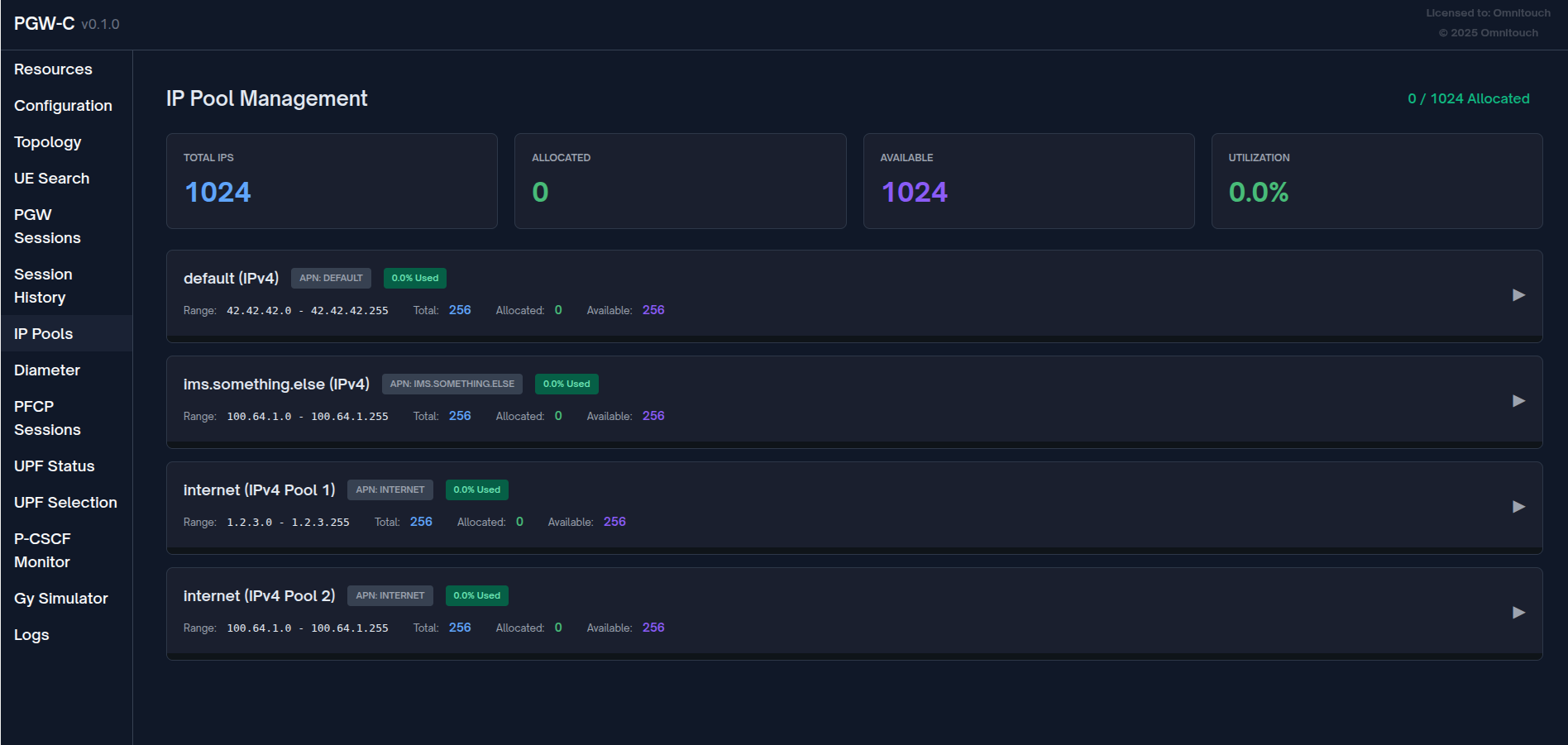 IP Pool Management Interface