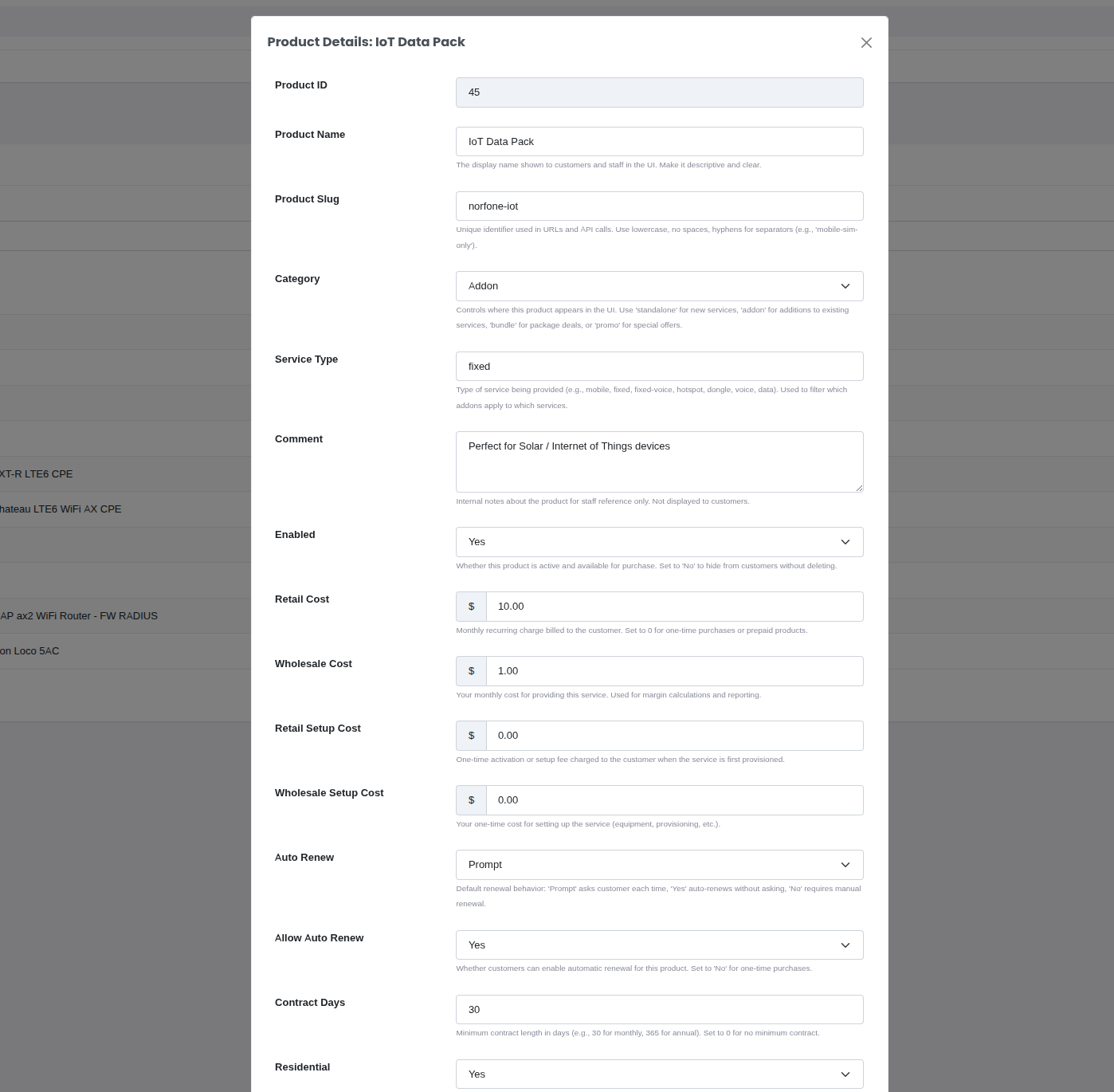 Product Catalog Edit View