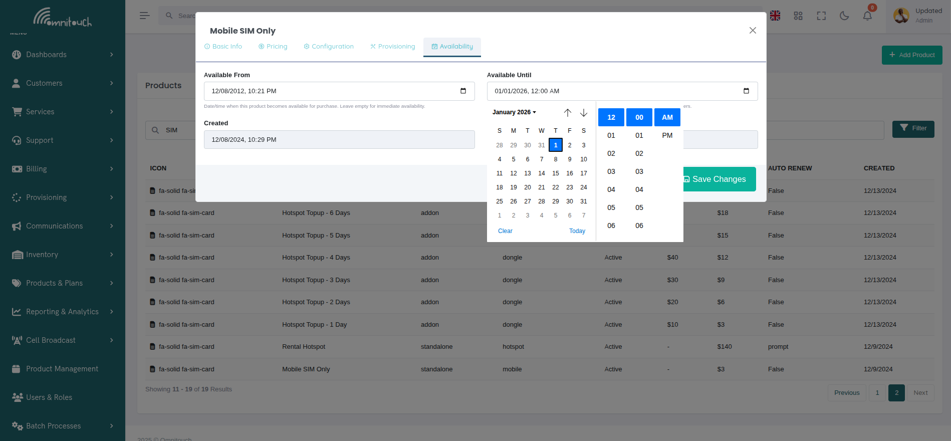 Product Modal - Availability Tab