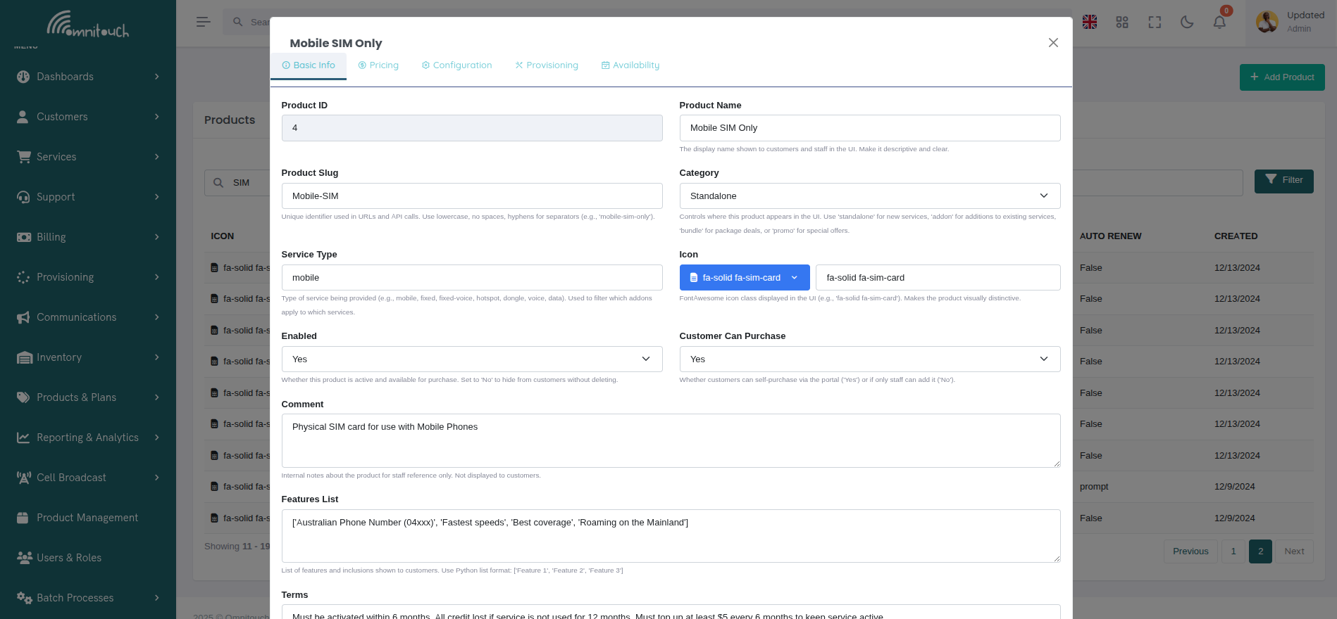 Product Modal - Basic Info Edit Mode