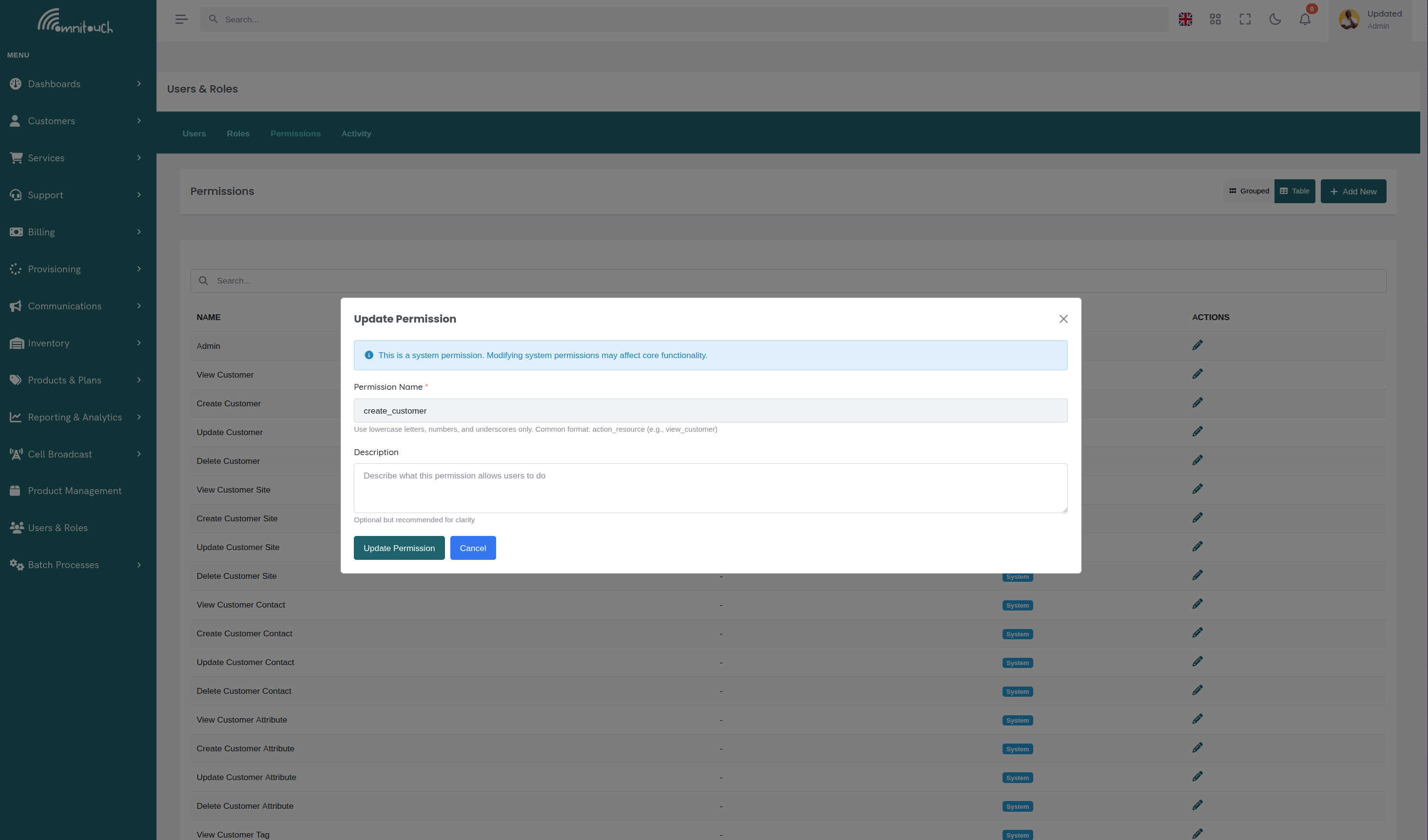 Assigning Permissions to Role