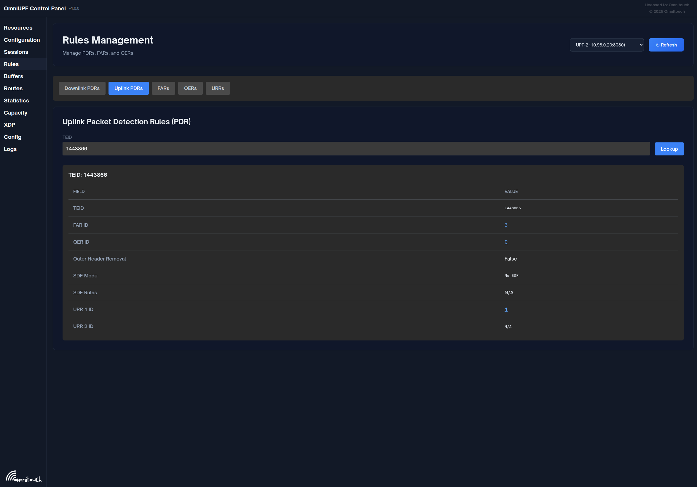 Uplink PDR Lookup
