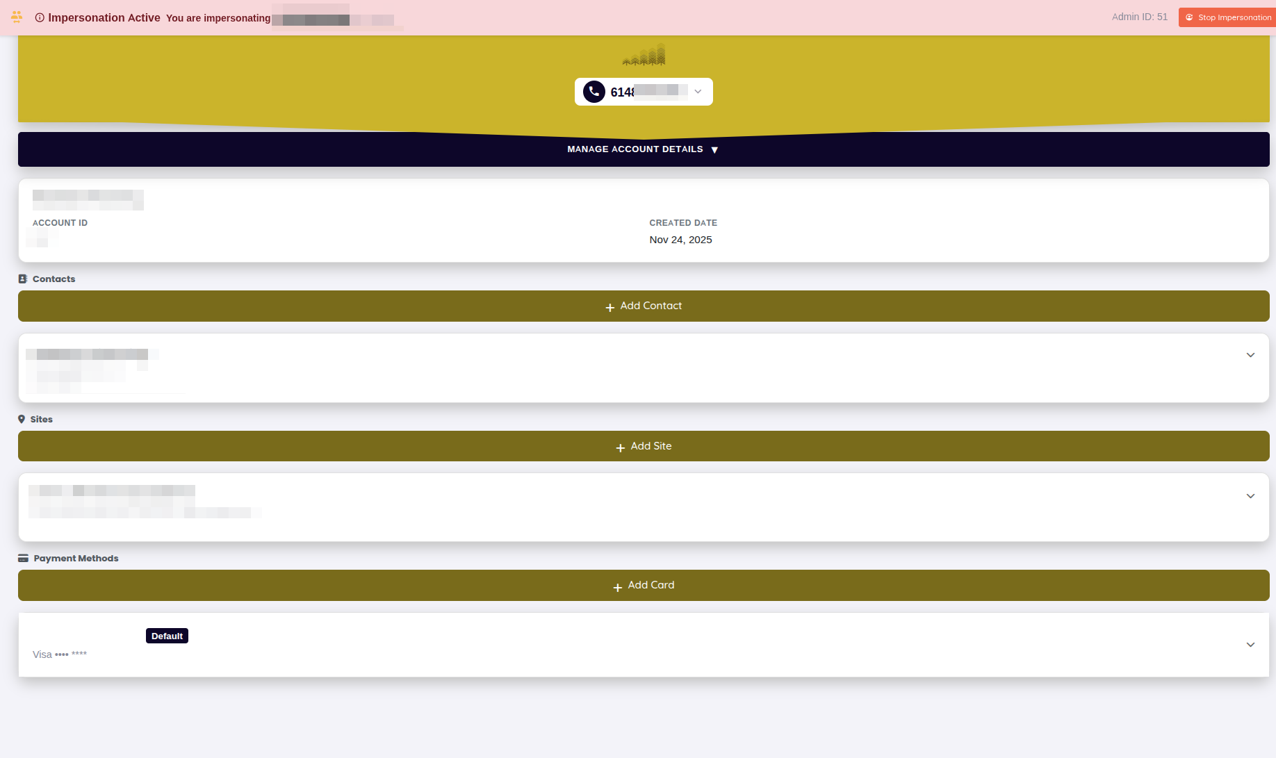 Self-Care Portal - Account Details