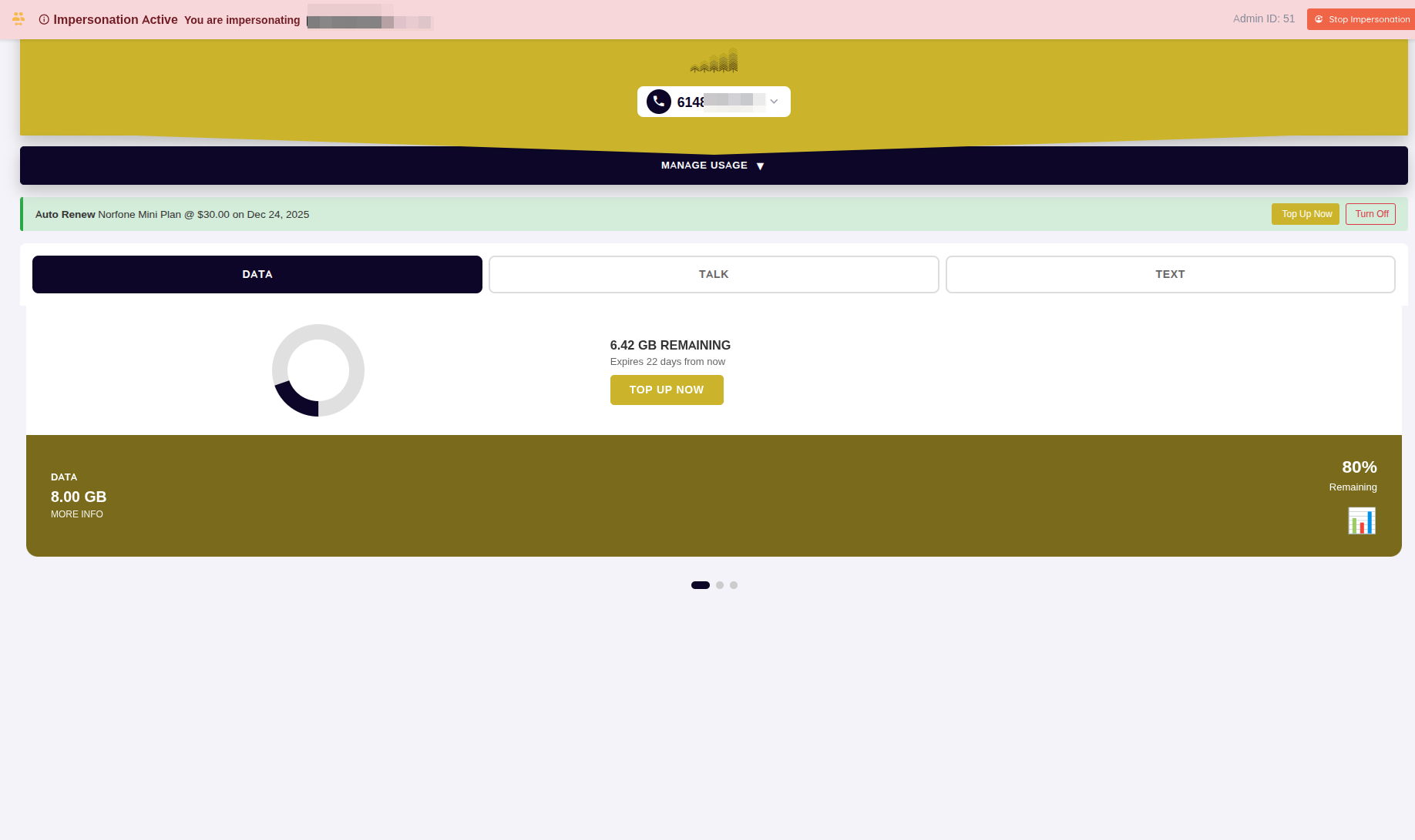 Self-Care Portal - Data Usage
