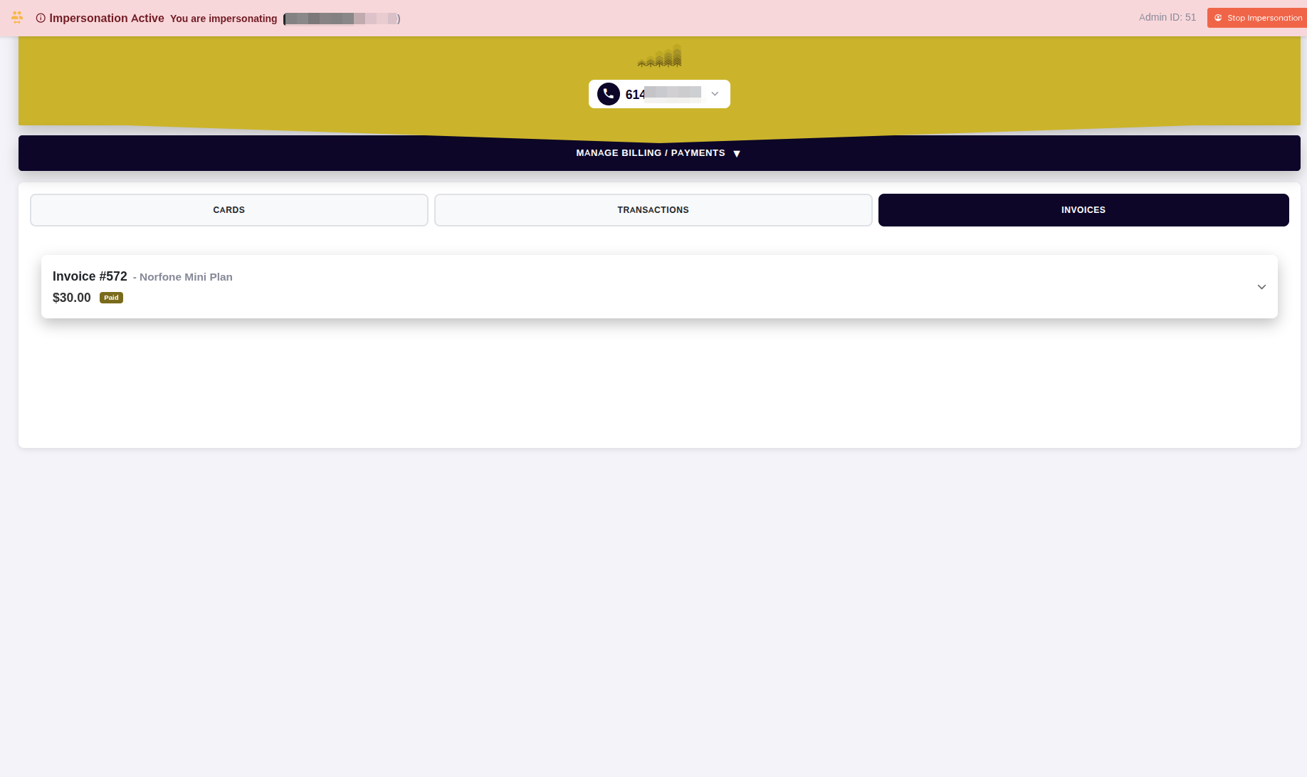 Self-Care Portal - Invoices