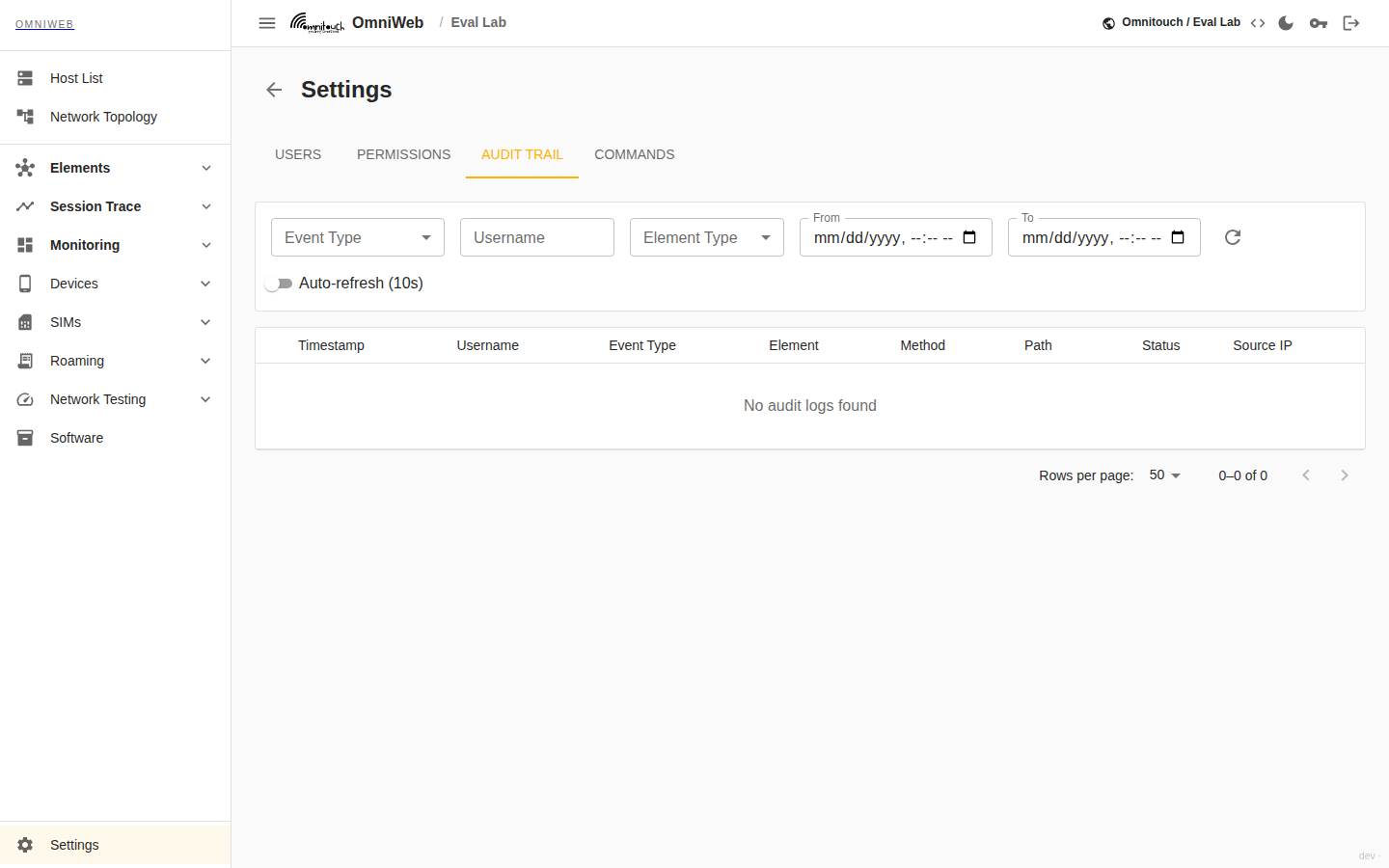 The Audit Trail showing API requests, logins, SSH logins, and permission changes in one view