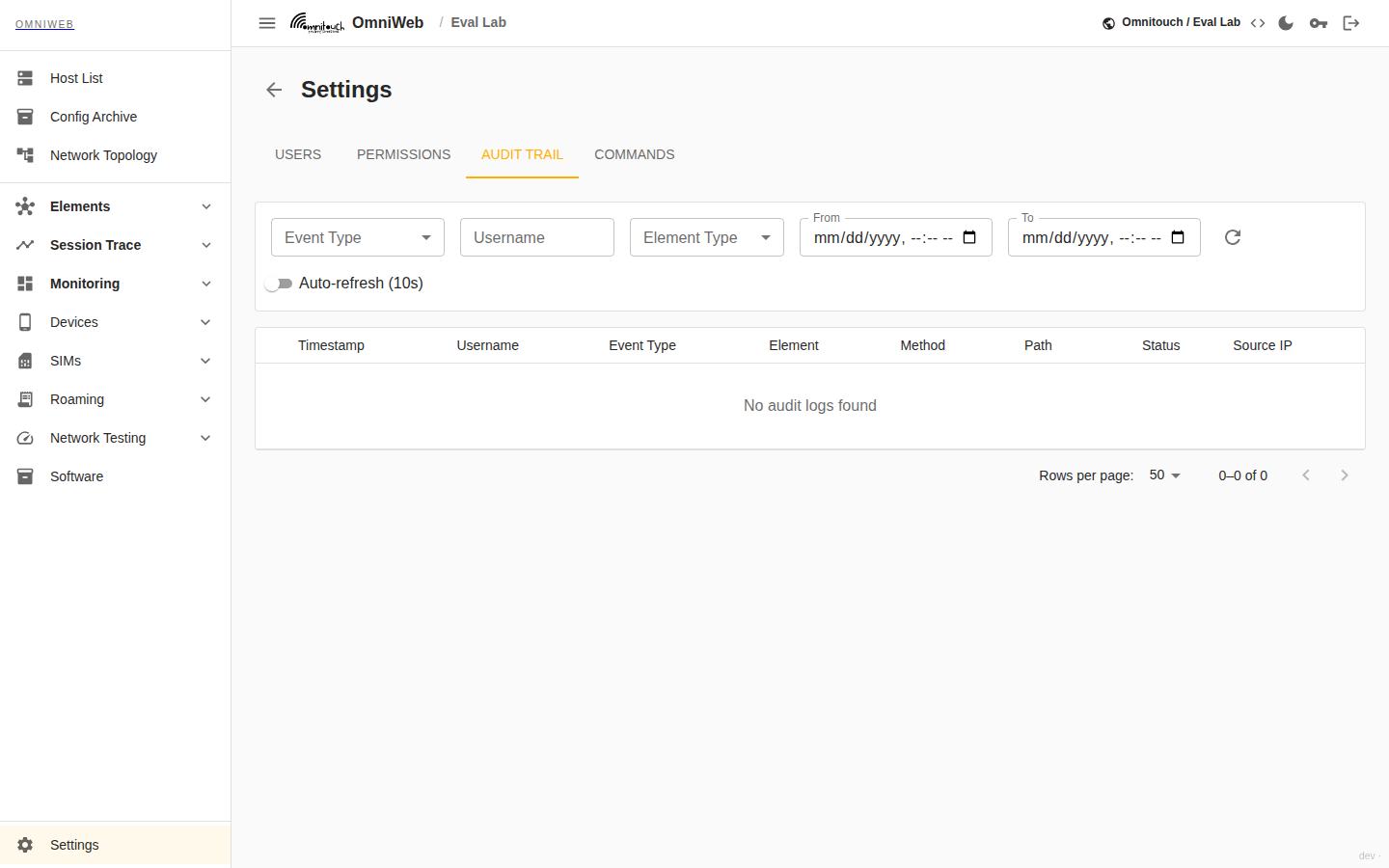 The Audit Trail showing API requests, logins, SSH logins, and permission changes in one view