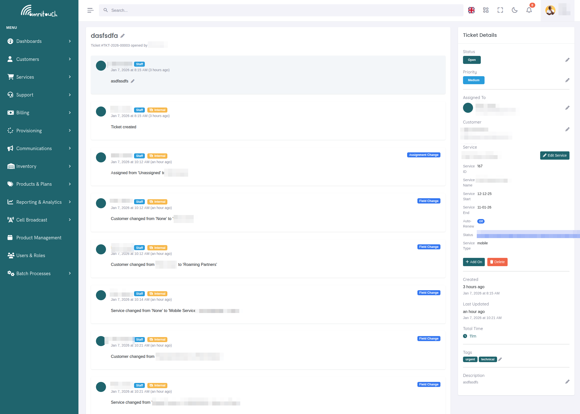 Ticket Sidebar
