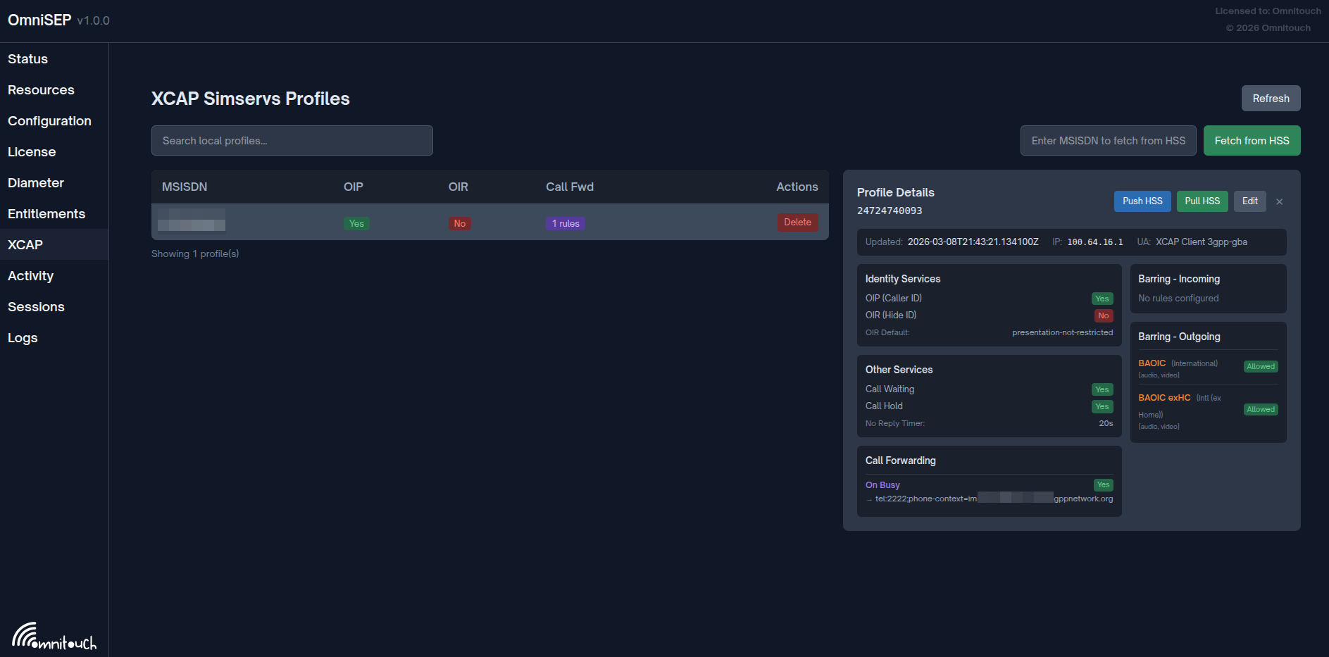 XCAP Profile Management