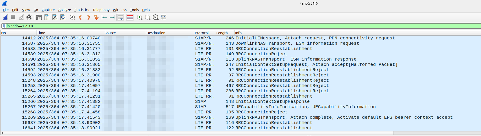 Captura TCE de Wireshark