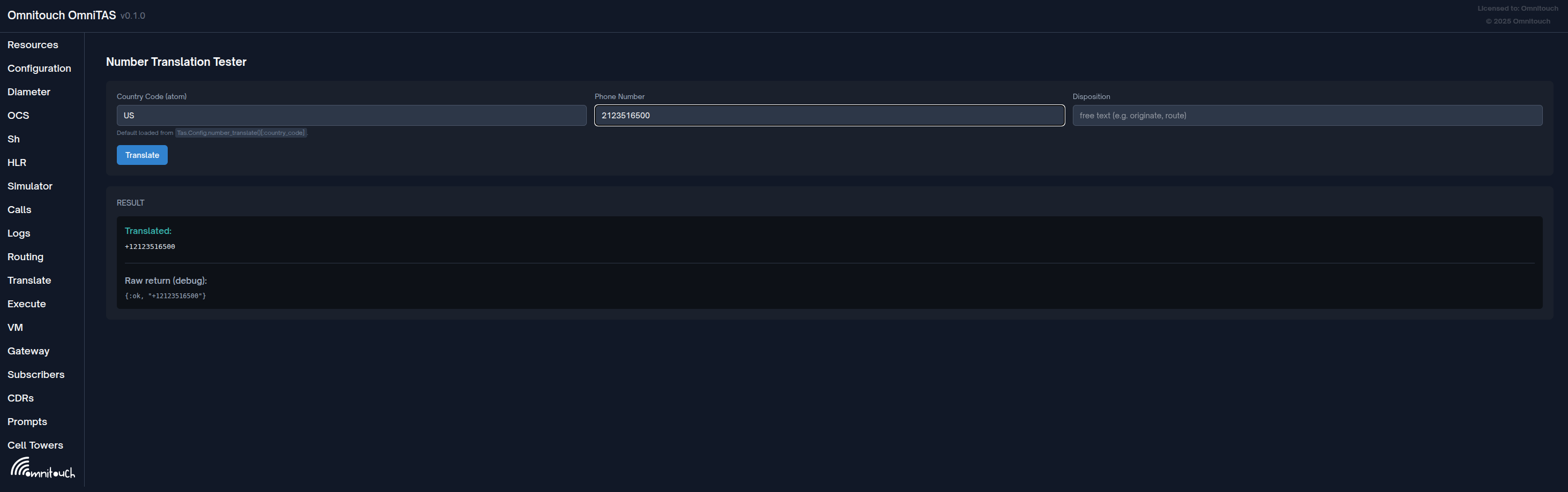 Vue de traduction de numéros