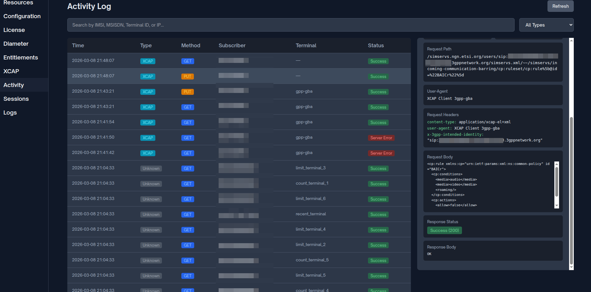 Detalhes do Registro de Atividade