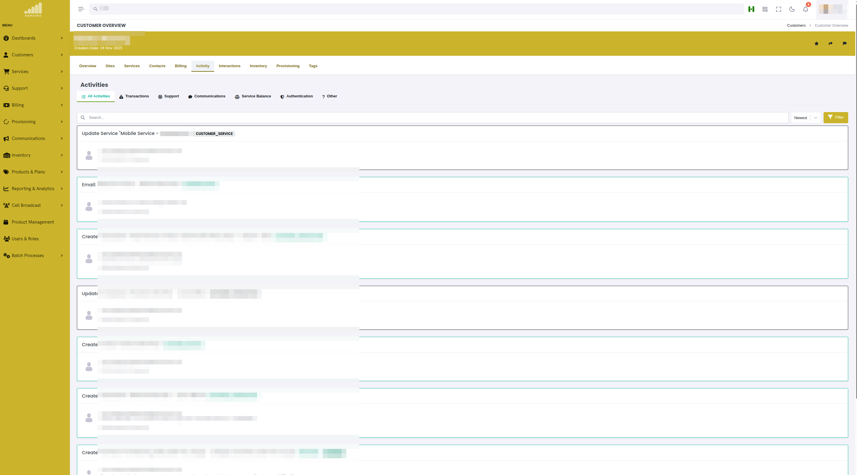 Registro de Atividades do Cliente