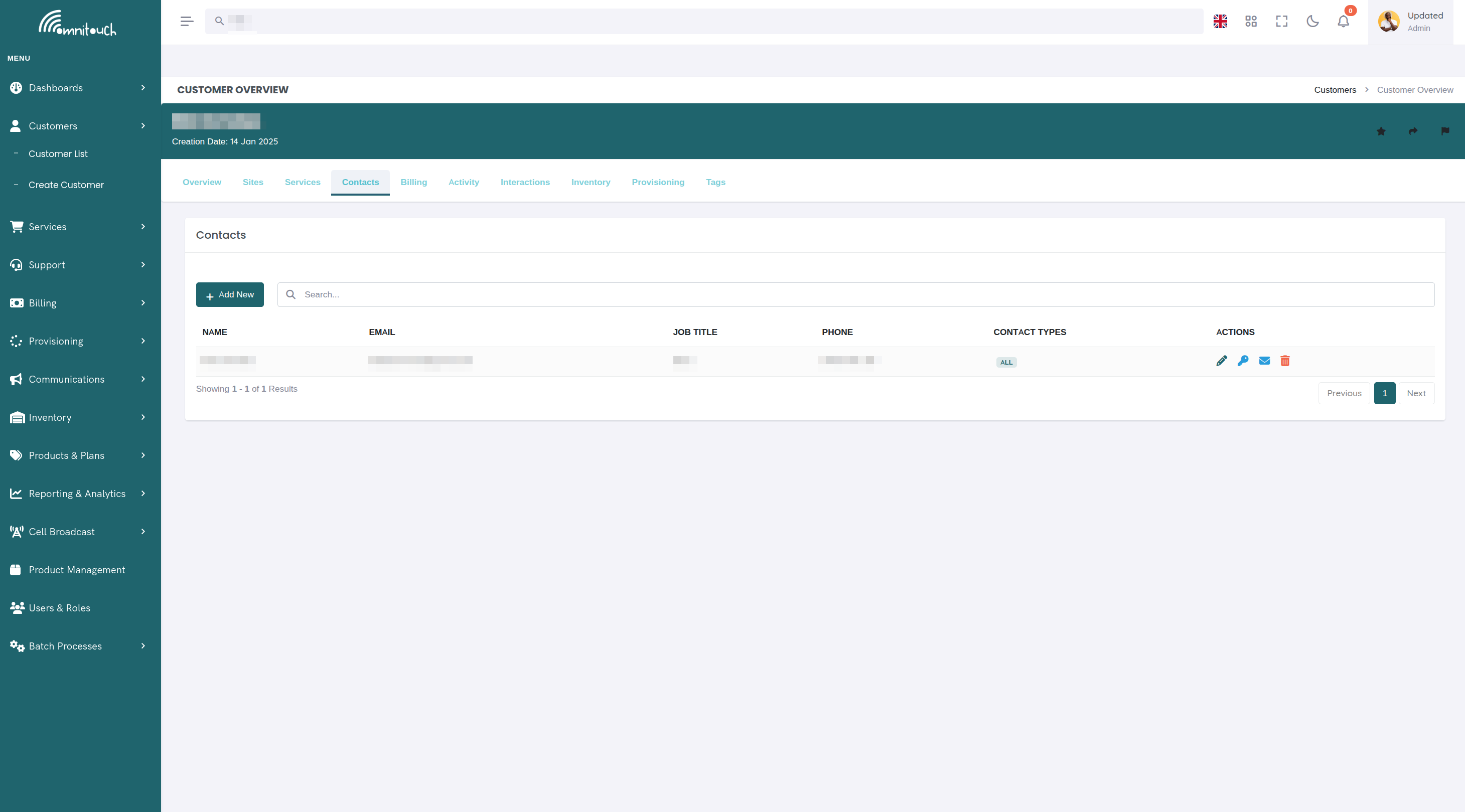 Lista de Contatos do Cliente