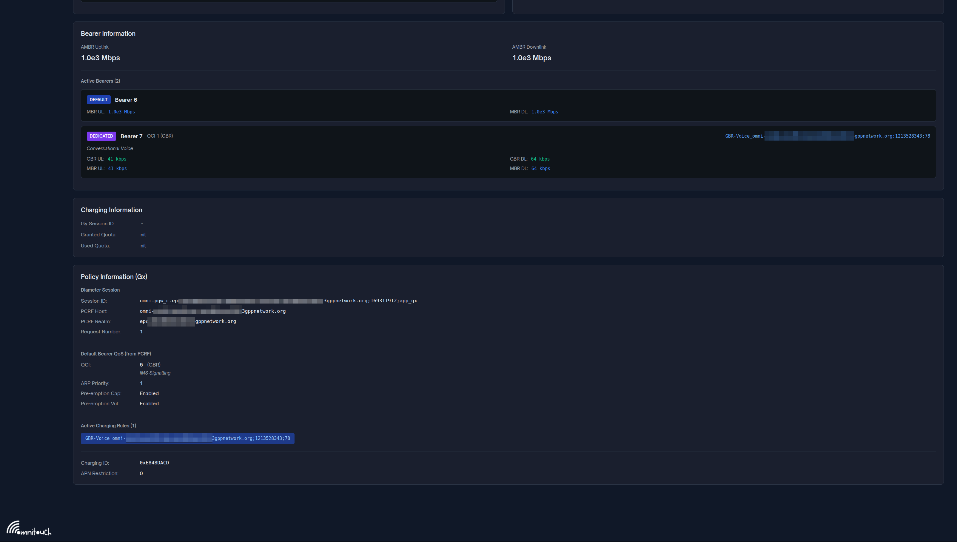 Detalhes do Bearer de Pesquisa de UE