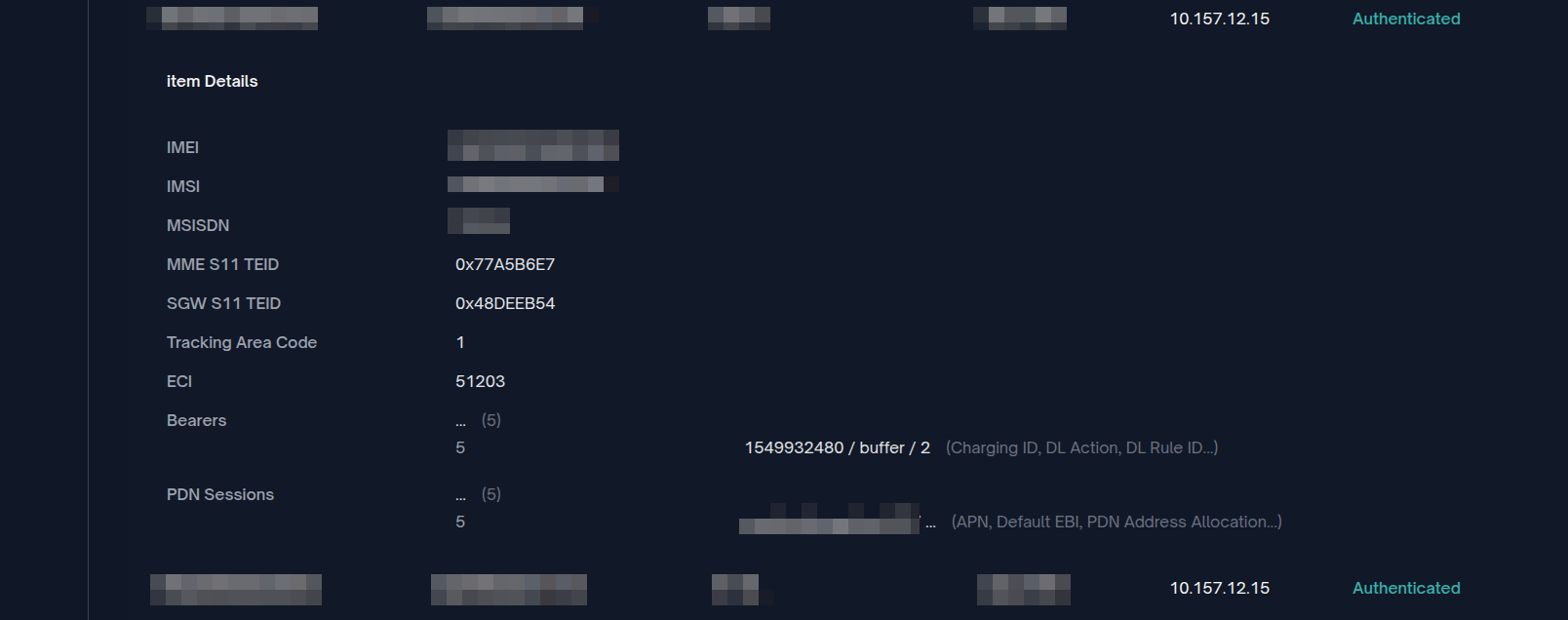 Detalhes da Sessão UE